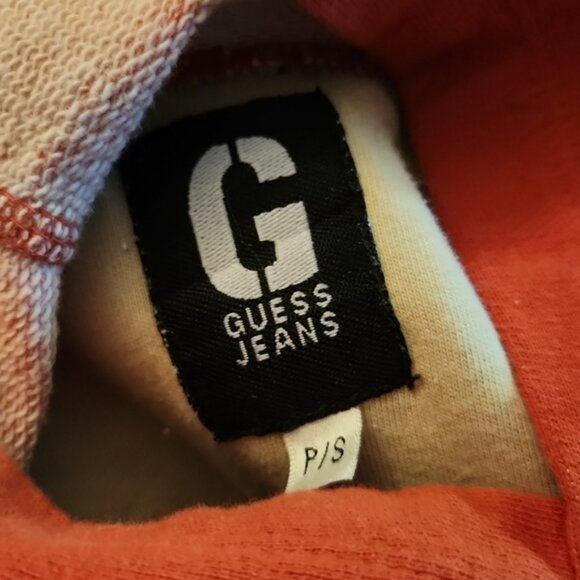 Vntg Guess Jeans 100% cotton, sweater‎ tee Orange, Hooded. - Picture 9 of 9